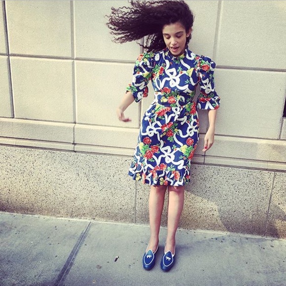 BATSHEVA Dresses & Skirts - BATSHEVA blue rose floral spring prairie dress